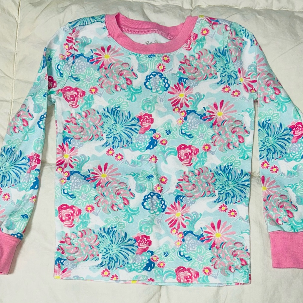 Lily Pulitzer for Pottery Barn kids unicorns in bloom pajamas sz 6 EUC - Picture 2 of 8